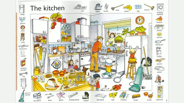 The Kitchen – First Thousand Words In English | Read Aloud English Books. Vocabulary Book.