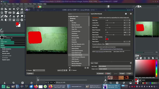 inpaint with G'Mic Plugin