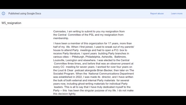 PSL Central Committee Member Walter Smolarek Resigns, Other Members Follow (from S4A Livestream 133)