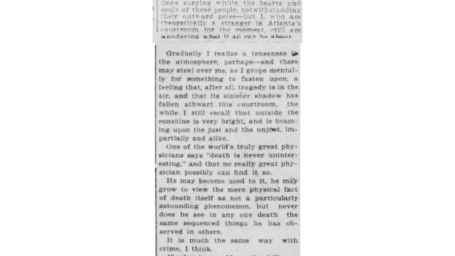 Tuesday, 29th July 1913 Tragedy, Ages Old, Lurks in Commonplace Court Setting, The Atlanta Georgian