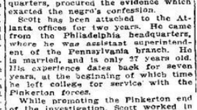 Friday, 25th July 1913, Work on Mary Phagan Case Brings Promotion to Pinkerton Man Harry Scott, The Atlanta Constitution