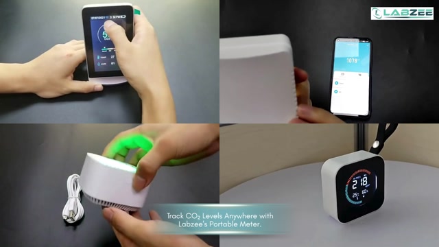 Portable CO₂ Meter for CO₂ Temperature and Humidity Monitoring in Labs and Industries