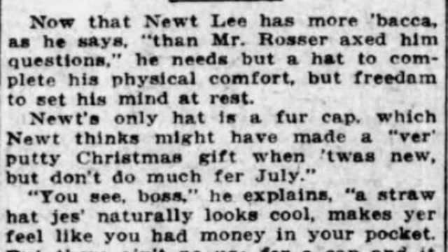 Wednesday, 30th July 1913 All Newt Wants Now is Freedom and a Hat, The Atlanta Journal