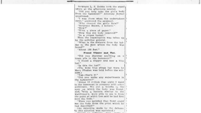Wednesday, 30th July 1913 Sergeant Dobbs Resumes Stand At Tuesday Afternoon Session, The Atlanta Constitution