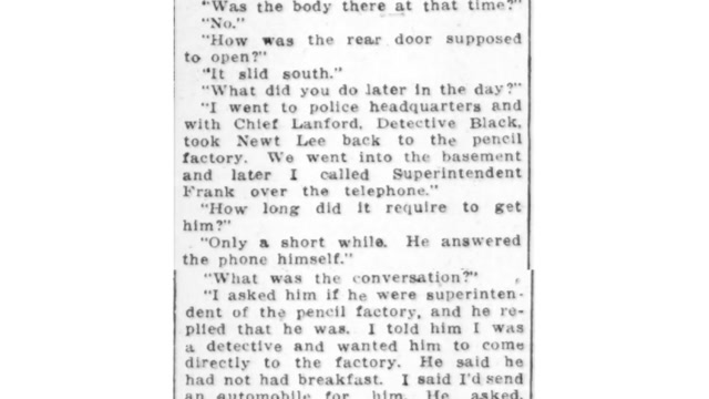 Wednesday, 30th July 1913 Clash Comes Over Evidence Of Detective John Starnes, The Atlanta Constitution