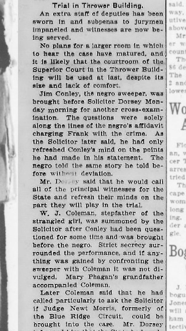 Monday, 23rd June 1913 Venire of 72 for Frank Jury Is Drawn