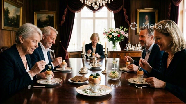 People Eating Rich Eggs in the Rich House