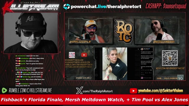 KILLSTREAM Fishback's Florida Finale, Mersh Meltdown Watch, - Tim Pool vs Alex Jones (1)