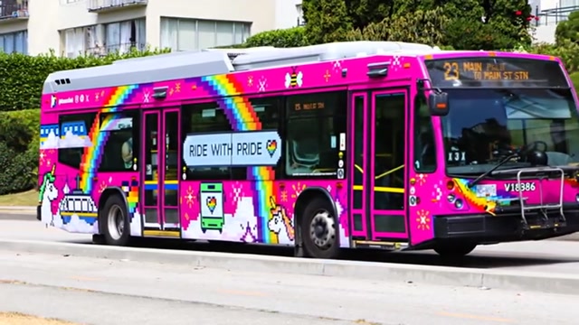 Pink Pride NOVA LFS CItybus Driving On The Road