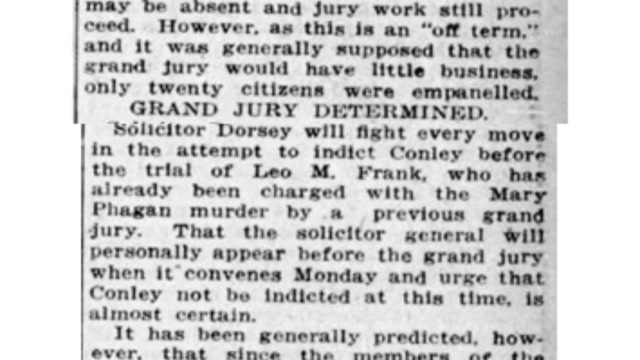 Saturday, 19th July 1913 Jury Is Determined to Consider a Bill Against Jim Conley