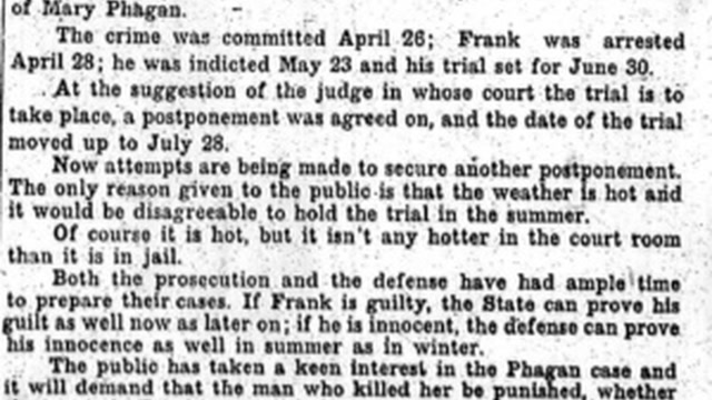 Thursday, 24th July 1913, Let the Frank Trial Go On, The Atlanta Georgian
