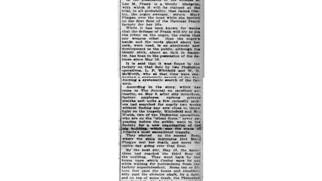 Tuesday, 22nd July 1913, Was Mary Phagan Killed With Bludgeon?, The Atlanta Journal