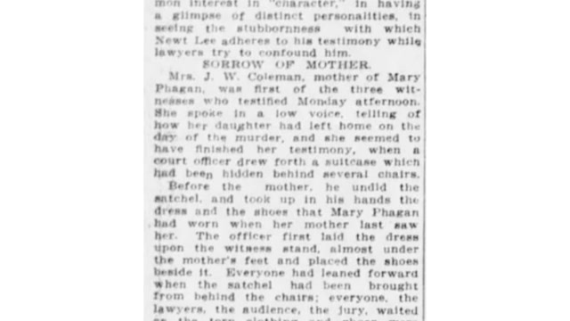 Tuesday, 29th July 1913 Mother’s Sorrow and Newsie’s Wit Play on Emotions at Frank Trial, The Atlanta Journal