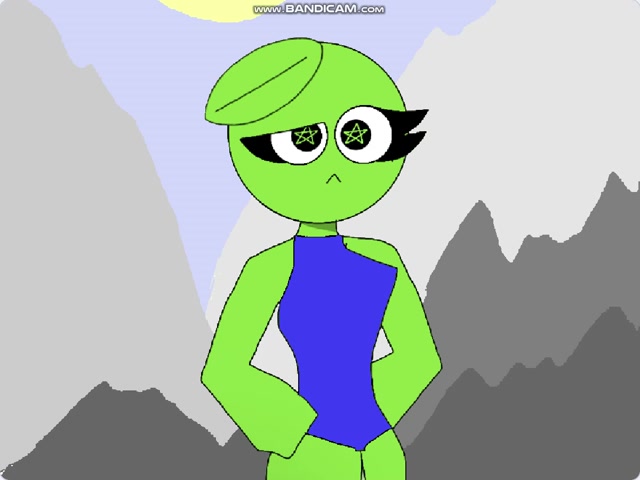 giantess leafy with her blue swimsuit from bfdi in moutain