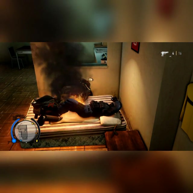 Blowing up the motorcycle whilst in the Apartment