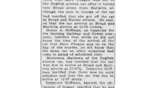 Thursday, 21st August 1913 Railway Employee Swears Car Reached Center of City at 12:03, The Atlanta Constitution