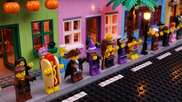 Lego Block People Dancing And Celebrating in a Halloween Costume Party Parade Fantasy Fest Key West Florida