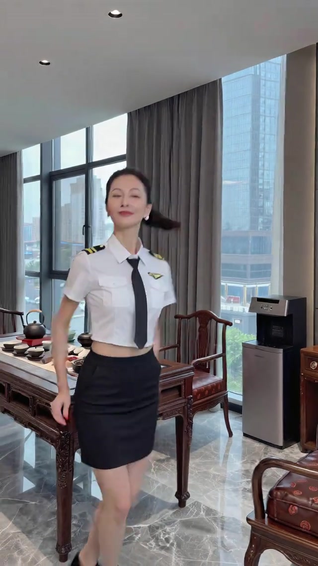 Beautiful Pilot Dancing in Uniform! ✈️💃