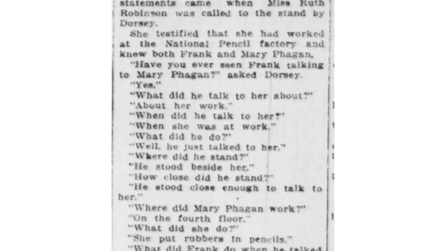 Thursday, 21st August 1913 Girls Testify to Seeing Frank Talking to Little Mary Phagan With His Hands on Her Person, The Atlanta Constitution