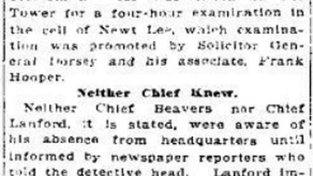 Friday, 25th July 1913, Chiefs Will Probe Removal of Jim Conley, The Atlanta Constitution