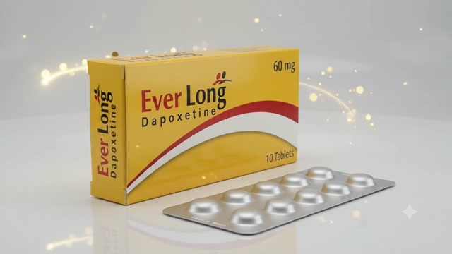 Ever Long Dapoxetine 60mg Tablets  Premium Product Packaging Mockup