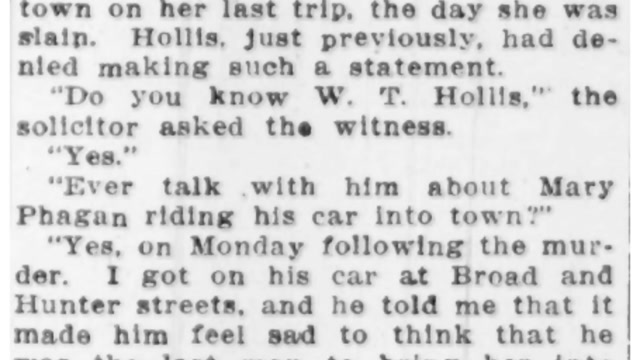Thursday, 21st August 1913 Testimony of Hollis Assaulted by Witness, The Atlanta Constitution