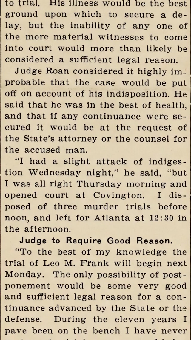 Friday, 25th July 1913 Witnesses for Frank Called, The Atlanta Georgian