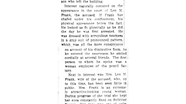 Tuesday, 29th July 1913 Watchman Tells Of Finding Body Of Mary Phagan, The Atlanta Constitution
