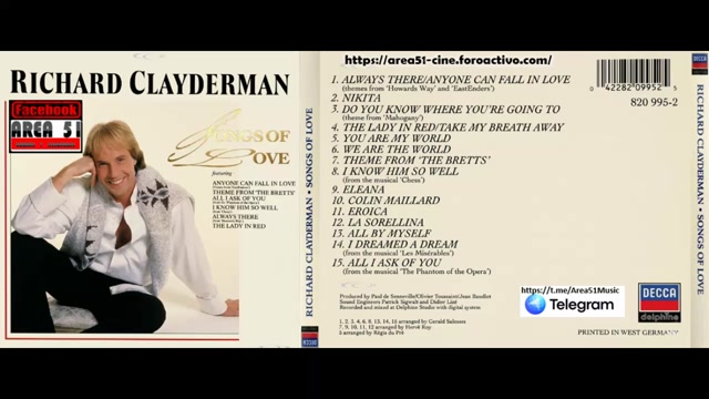 RICHARD CLAYDERMAN - SONGS OF LOVE (1993)(FULL ALBUM)