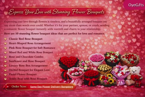 10 Stunning Flower Bouquet Ideas for Love & Romance with Instant Delivery in Bangalore 