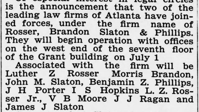 Sunday, 22nd June 1913 Leading Law Firms Have Joined Forces
