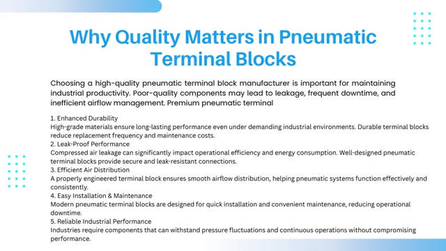 High-Quality Pneumatic Terminal Block Manufacturer in Delhi NCR by ShiftAir