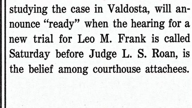 Wednesday, 8th October 1913 Frank Hearing Will He Held On Saturday, The Atlanta Constitution
